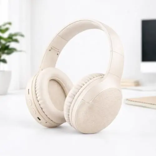 Fone de Ouvido Bluetooth 5.3 Headphone On-ear Sem Fio Fone Para Academia e Corridas, com Cancelamento de Ruído, Dobrável, com microfone Integrado Compatível com Android e iOS Premium (Bege) thumbnail 5
