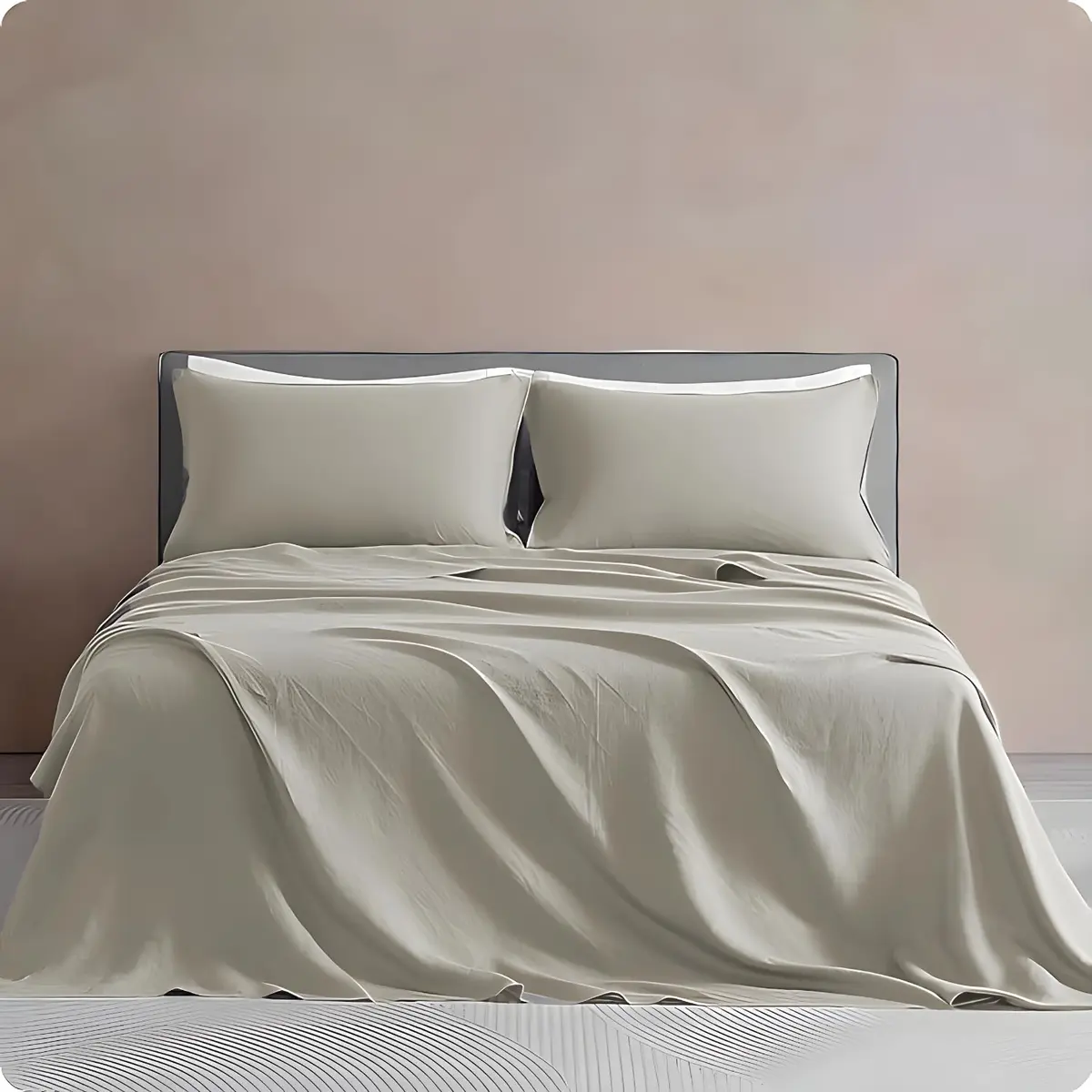Cottonluxury Jogo de Lençol 4 peças 600 Fios Egípcio 100% Algodão Grampo Longo com Toque Acetinado - Não agride o Ambiente (Bege, Casal) - 1