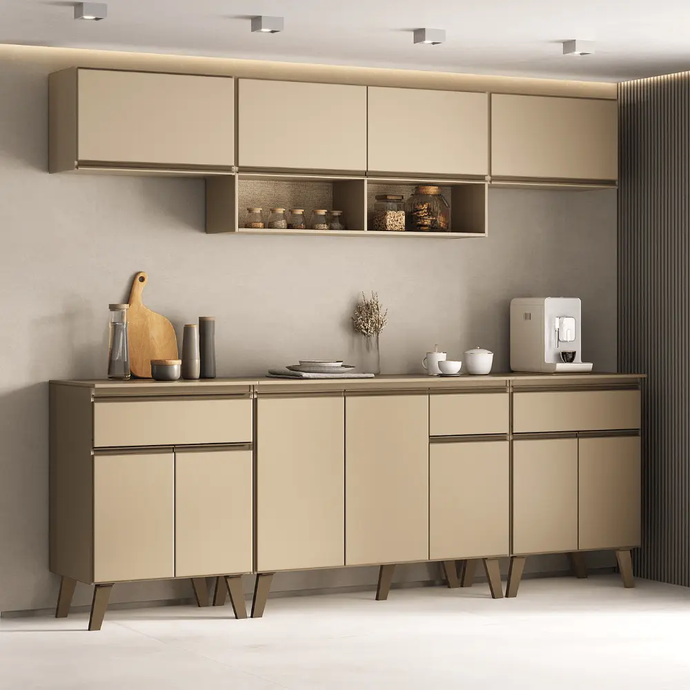 Armário de Cozinha Completa Atlanta Smart Carraro Amêndoa