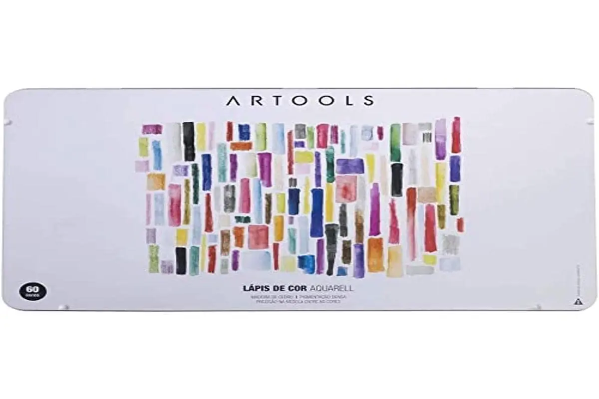 Lapis Cor Aquarell, 60 Cores + Pincel Estojo, Artools
