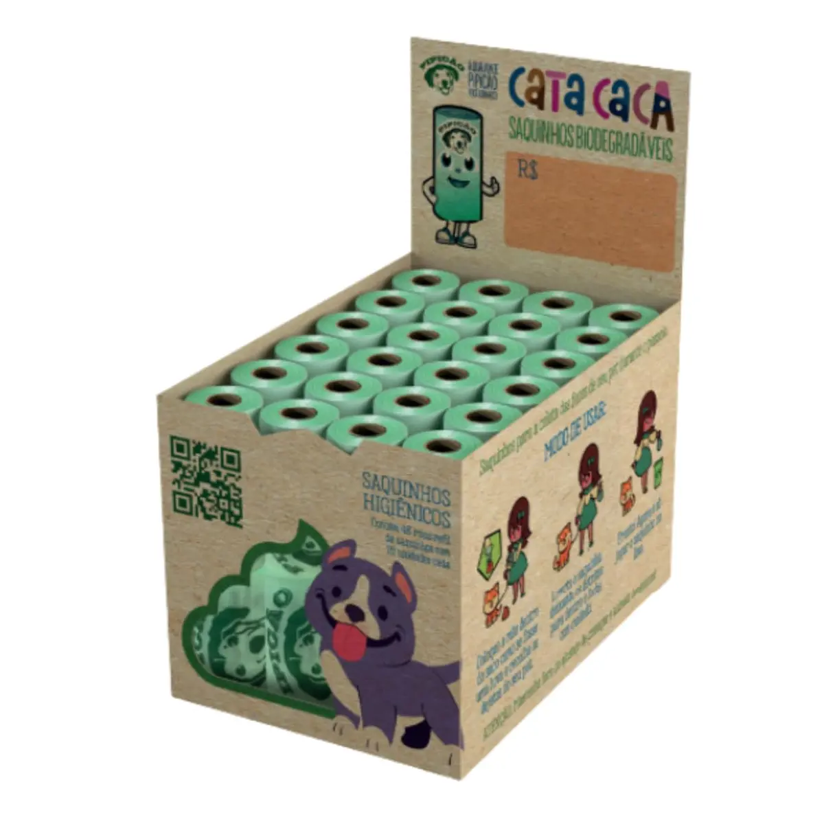 Display 48 Rolinhos de Saquinhos Biodegradáveis Cata Caca Refil Pipicão - 1