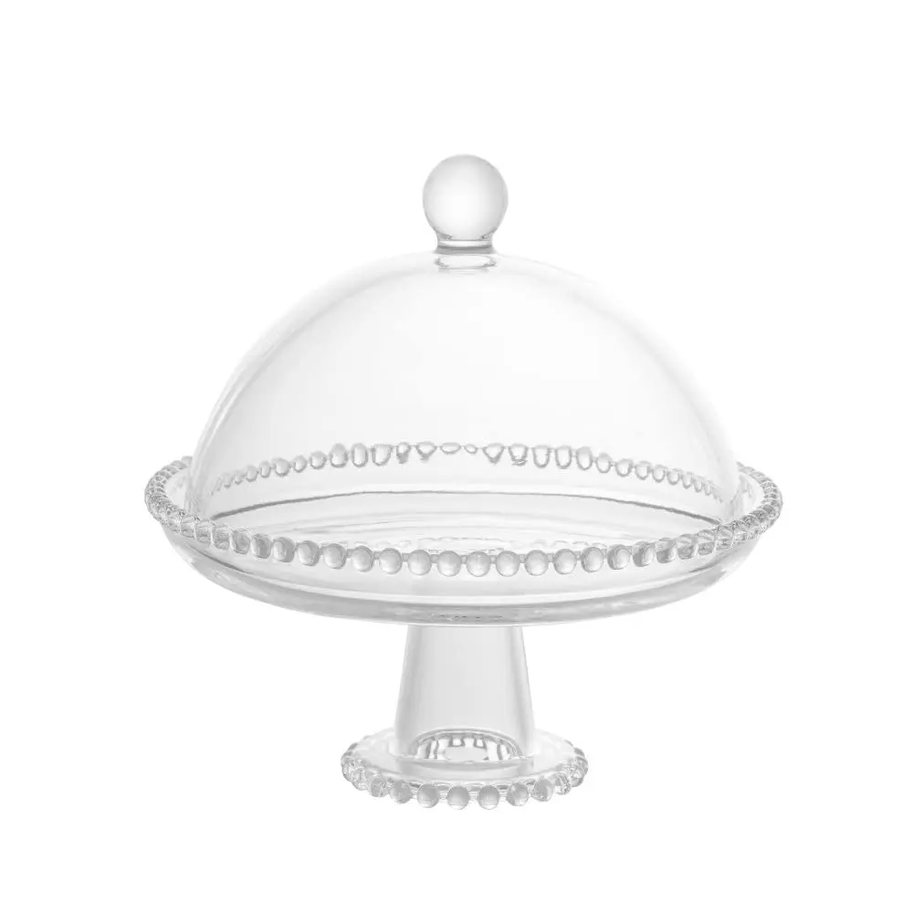 WOLFF - Prato de Cristal com Pé e Tampa 20cm x 18cm - Linha Pearl - 1
