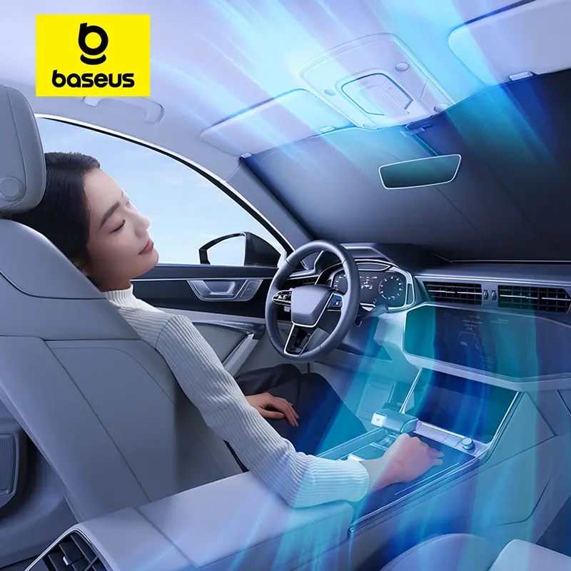 Basues pára-sol do carro capa de pára-brisa janela dianteira do carro sol proteção uv dobrável sombra capa saco armazenamento para tesla