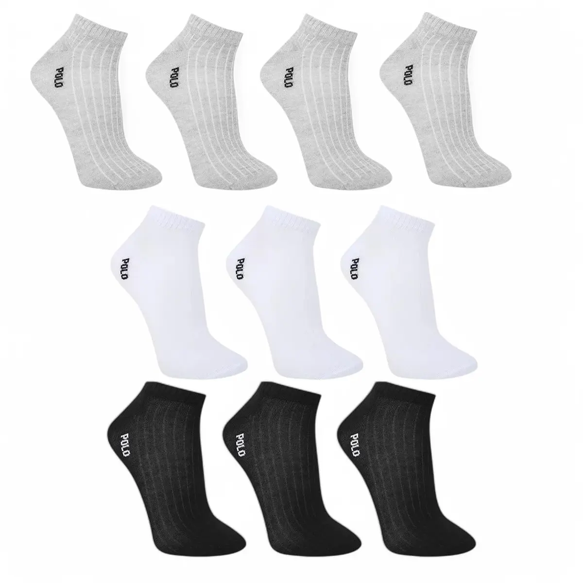 Kit 10 Pares Meias Soquete Polo London Club, Cano Curto Baixo Algodão Confort Respirável Adulto Masculino
