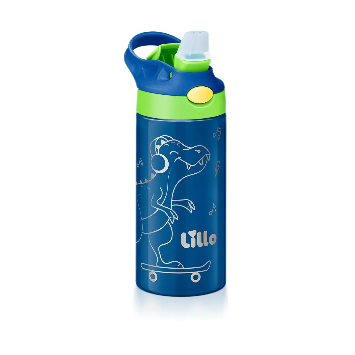 Garrafa Infantil de Inox Dinossauro com bebedor silicone 350 ml Lillo - 1