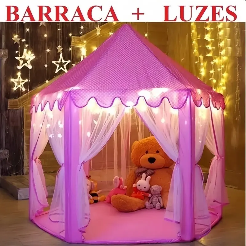 Barraca Infantil Tenda Cabana Castelo Princesas+Luzes Led+Promoçao - 1