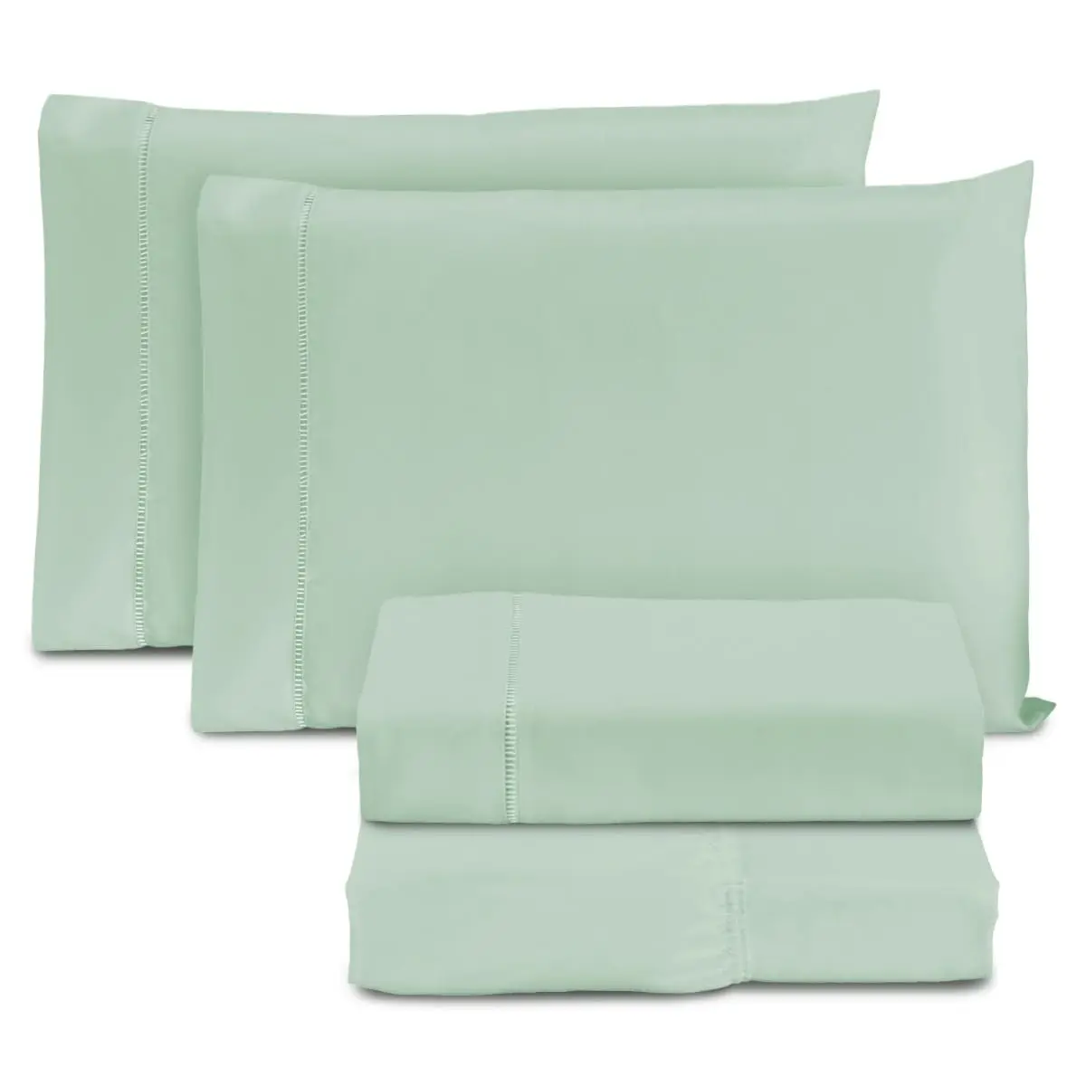 Jogo de Cama Casal Padrão Percal 400 Fios Premium Ponto Palito 04 Peças, Antiácaro, Não faz bolinha Toque Extra Macio (Verde)