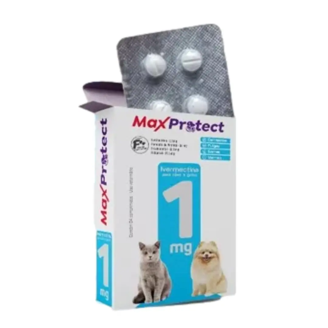 Max Protect - Ação 4 em 1 - Comprimidos para pulgas, carrapatos, vermes e sarna 4 Comprimidos 5kg - 1