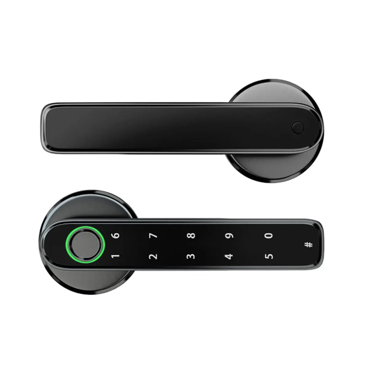 Fechadura Digital Biométrica Smart Maçaneta Eletrônica para Porta, Impressão Digital, Senha, Cartão RFID e Chave de Emergência, Segurança Inteligente Casa e Escritório, Preto Fosco