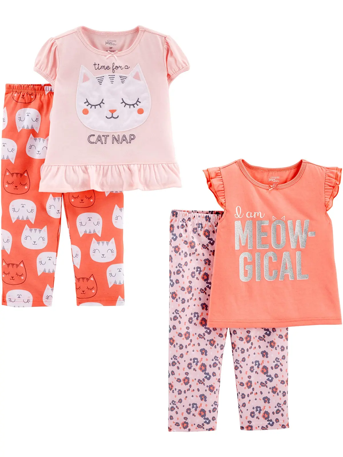 Simple Joys by Carter's Pijama de poliéster de 4 peças para meninas
