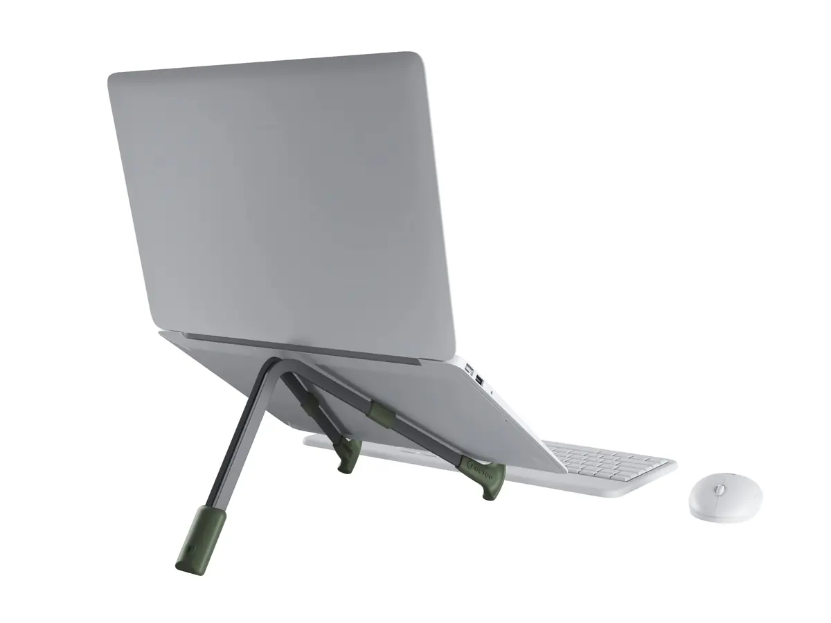 Suporte para Notebook OCTOO LiteStand Note, Dobrável, Portátil e Pronto para Usar, Compatível com Notebooks de até 15,6" - Titanium/Verde - 1