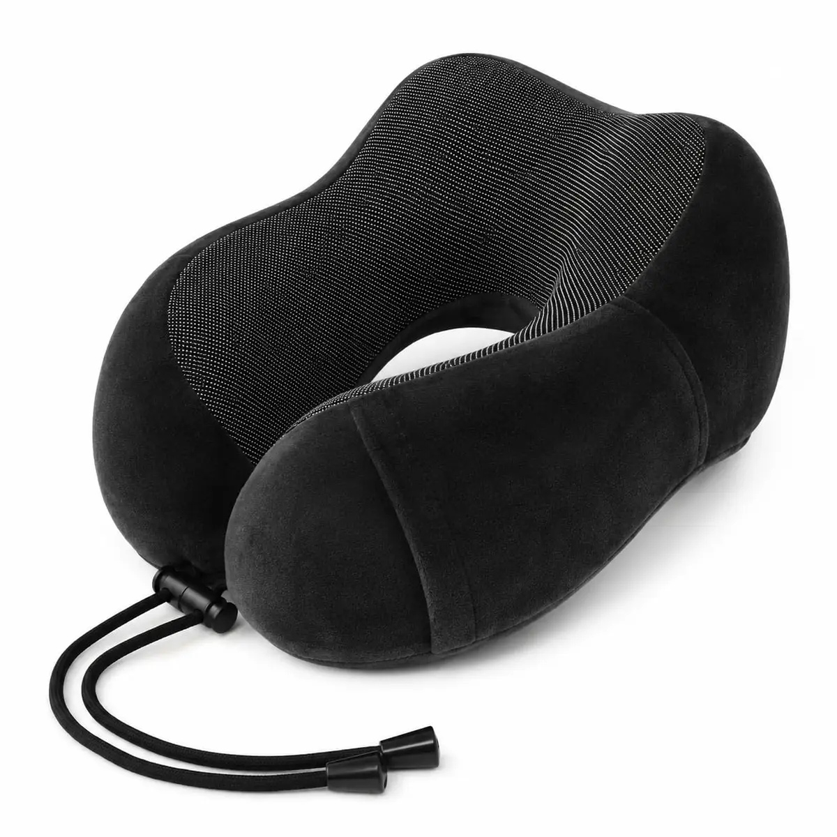 Almofada de Pescoço para Viagem com Espuma Viscoelástica Ergonômica Premium, Preto - 1