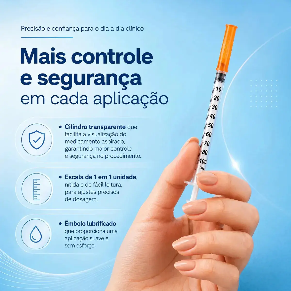 Seringa Insulina 1 ml Agulha Fixa Ultrafina 0,30mmx8mm Venper 100 Unidades thumbnail 3