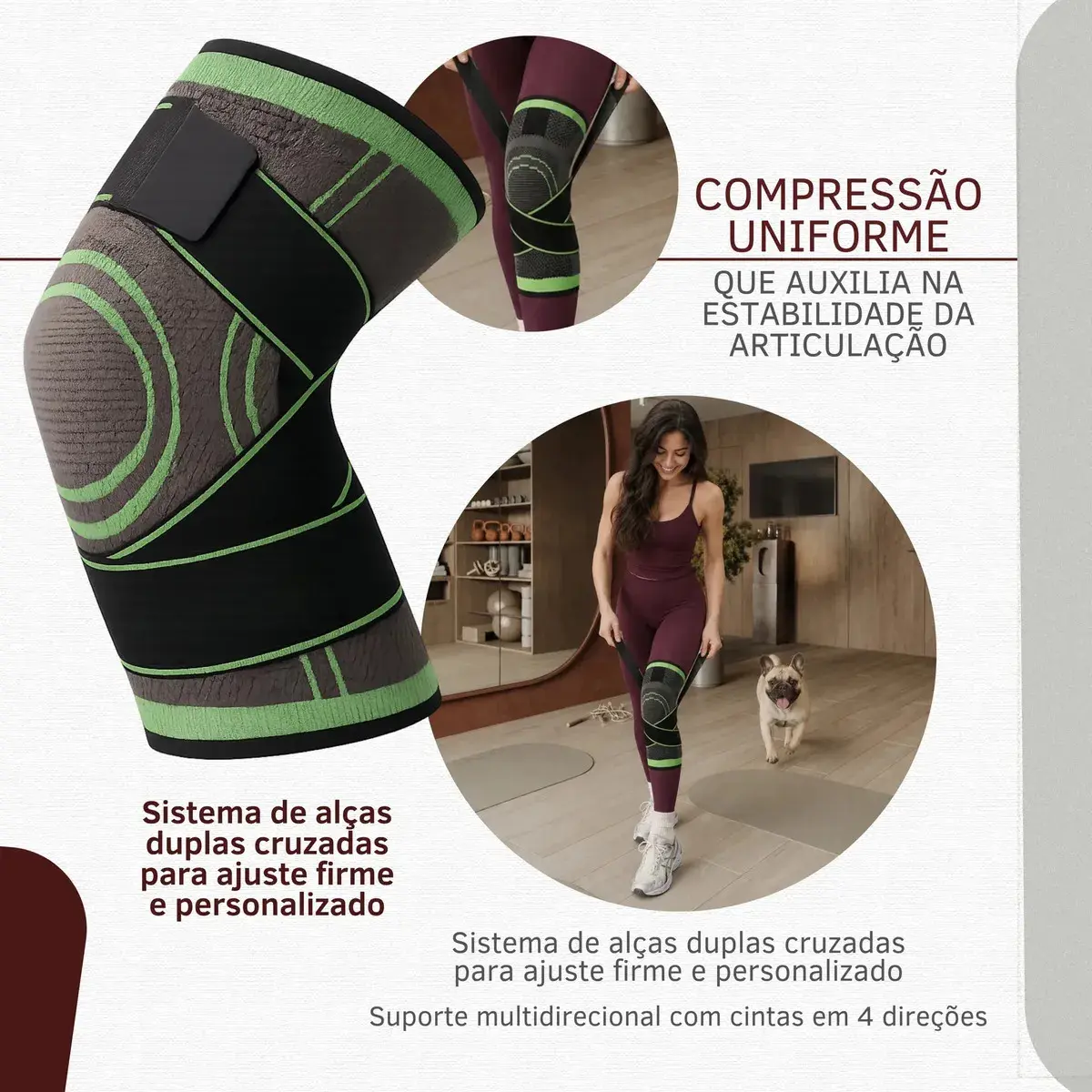 Par Joelheira Compressão Tensor Alívio Estabiliza Dores Joelho Lesão Ligamento Crossfit Ortopedica Meia Articulada Perna Marca Ex Decor thumbnail 4