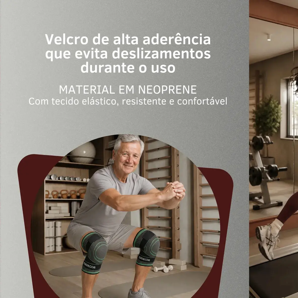 Par Joelheira Compressão Tensor Alívio Estabiliza Dores Joelho Lesão Ligamento Crossfit Ortopedica Meia Articulada Perna Marca Ex Decor thumbnail 5