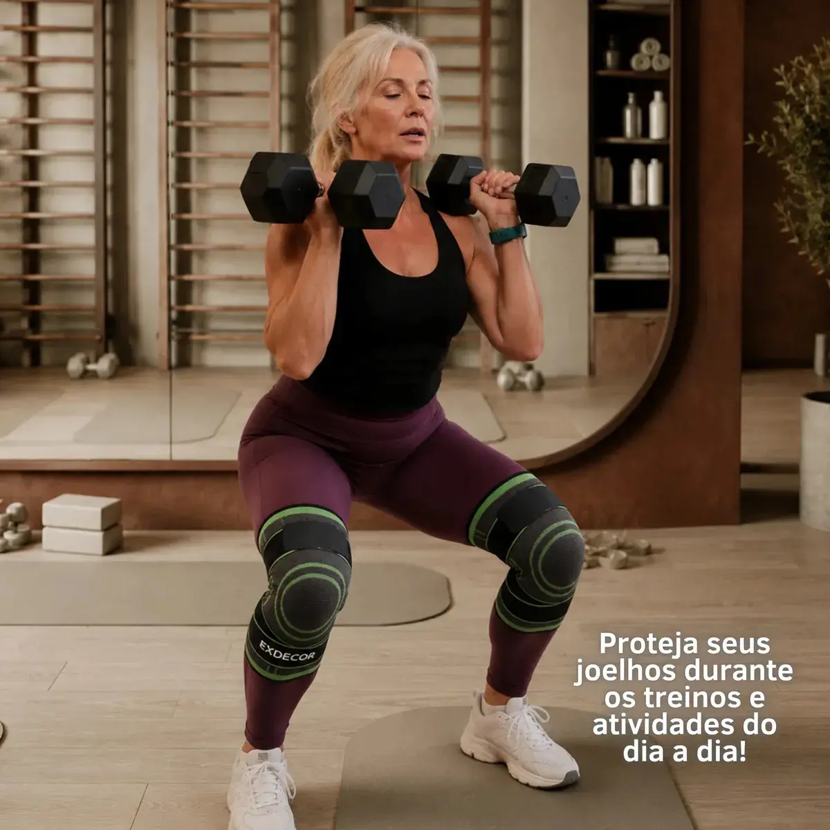 Par Joelheira Compressão Tensor Alívio Estabiliza Dores Joelho Lesão Ligamento Crossfit Ortopedica Meia Articulada Perna Marca Ex Decor thumbnail 7