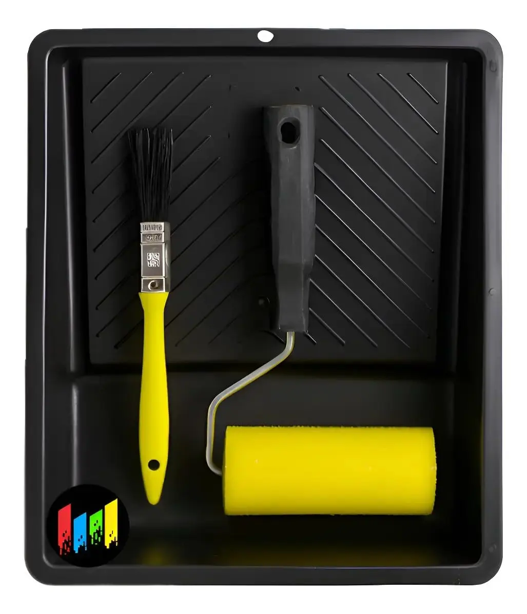 Kit De Pintura Pequeno Rolo De Espuma 9cm, Trincha E Bandeja | Kit ideal para pintura