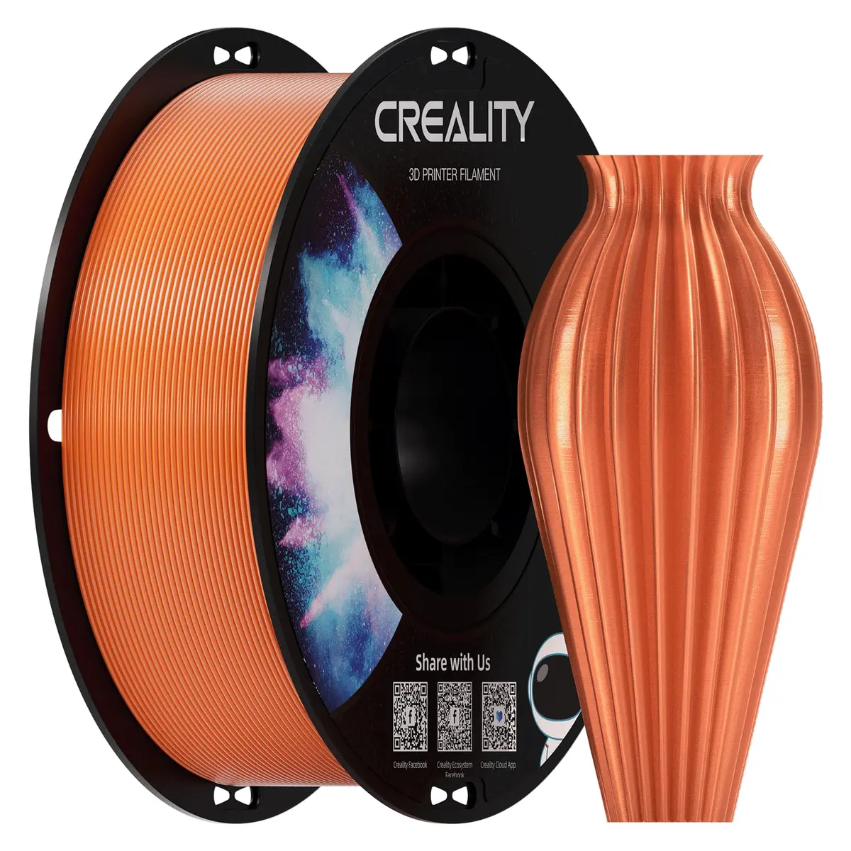 Creality Filamento de impressora 3D PETG 1,75 mm, excelente dureza, alta precisão, inodoro, não tóxico, à prova de umidade, filamento PETG brilhante de 1 kg para impressora 3D (laranja)