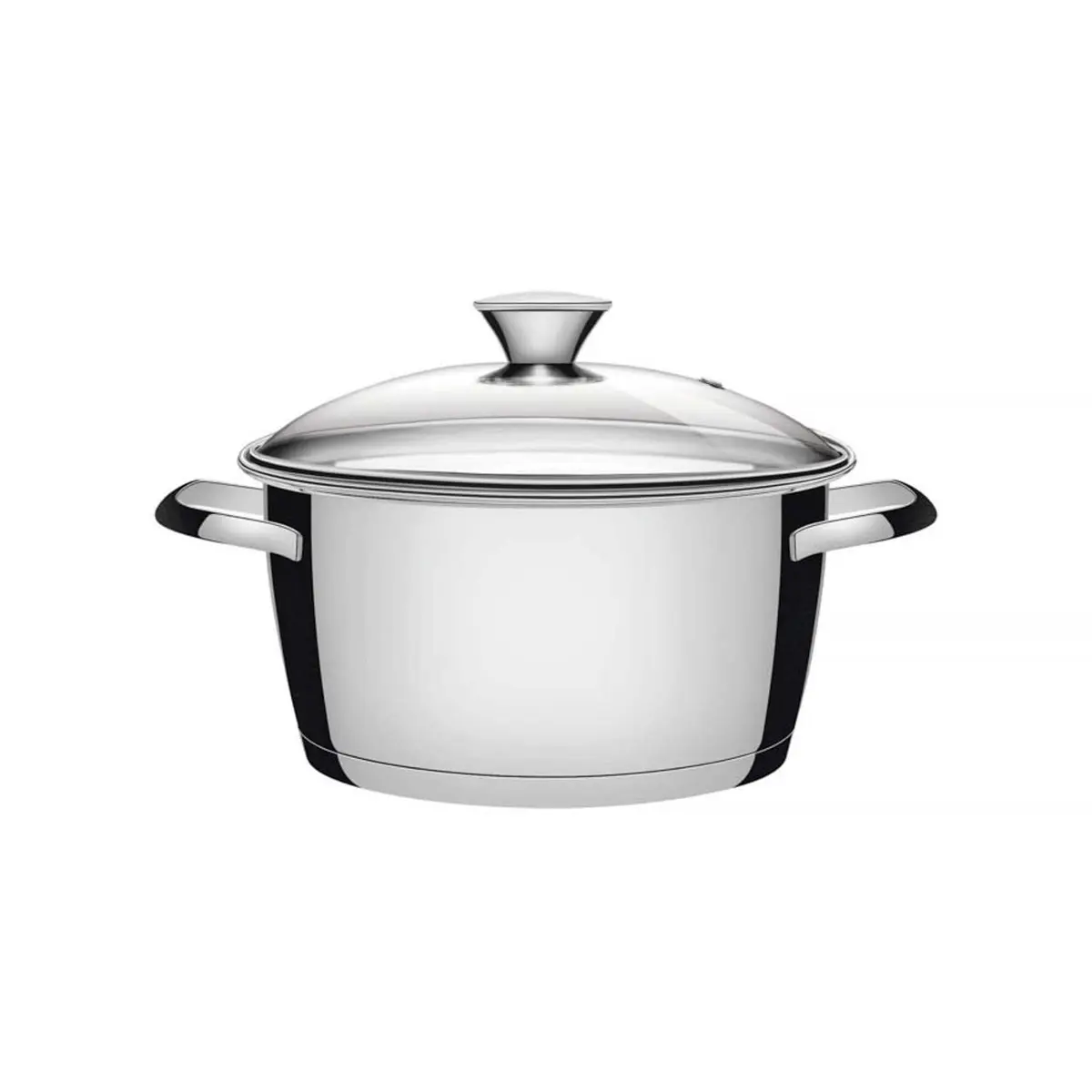 Caçarola Funda com Fundo Triplo e Tampa de Vidro Tramontina inox 24Cm, ALLEGRA