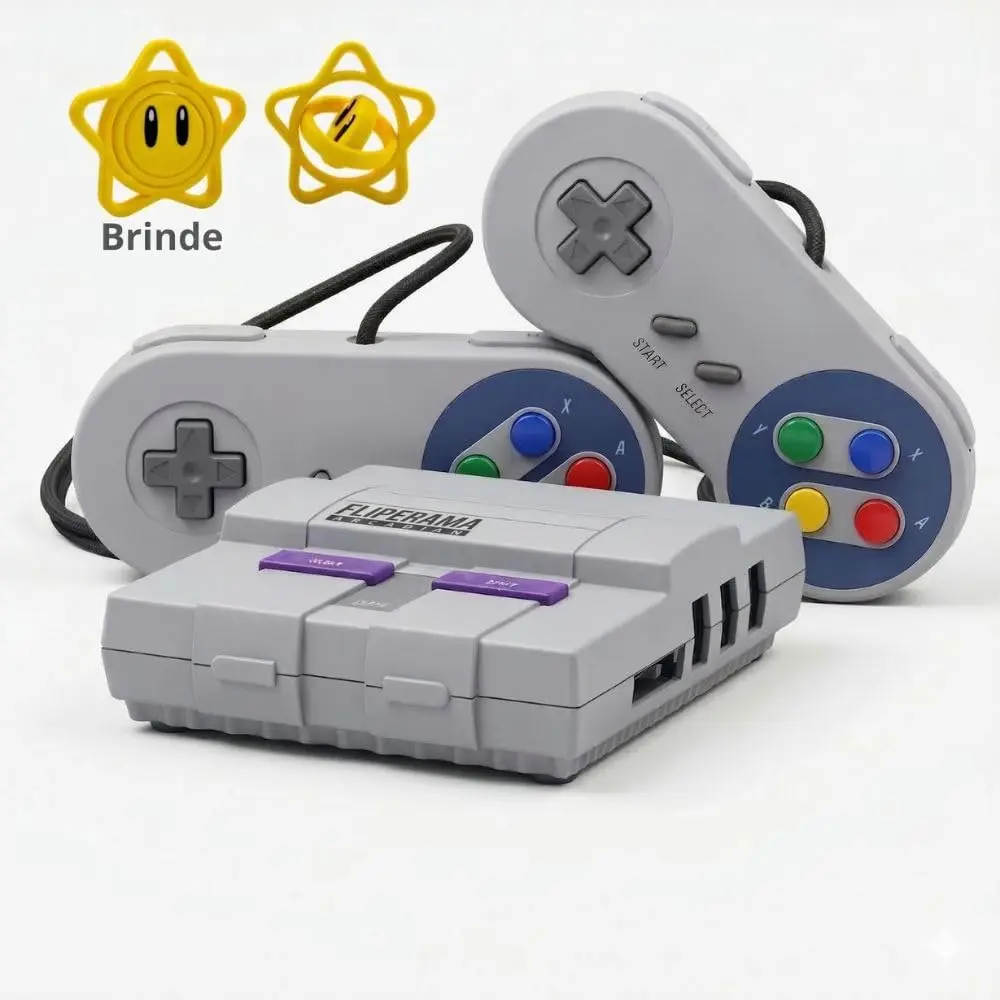 Game Retro Mini Super Snes 2 Controles + Pack com todos os Jogos de Snes Fliperama Arcadian