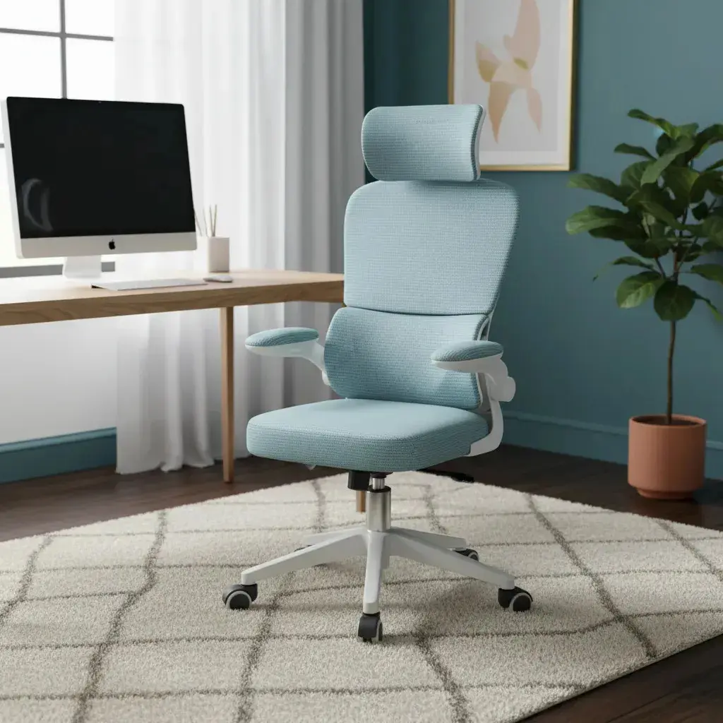 Cadeira Escritório Confort Ergonômico Python Fly Apoio De Lombar Cor Verde Claro