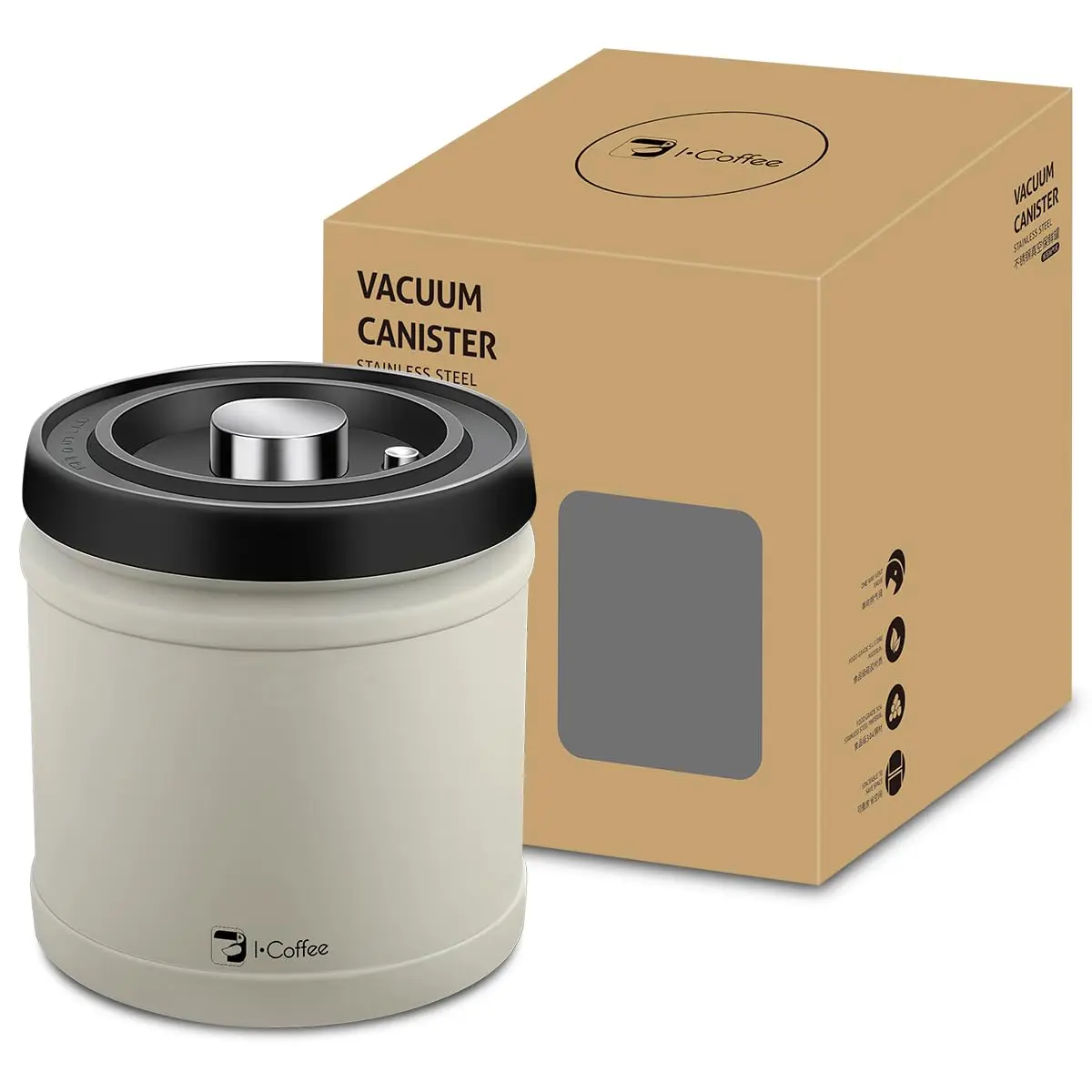 iCoffee Recipiente Hermético Selado a Vácuo,Inox 304 (1600, Millilitros) | 760-1600ml para Café e Comida - 1