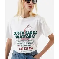 camiseta feminina de algodão estampada oversized off white - 1