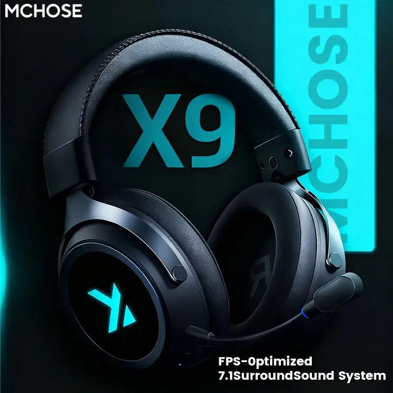 Fone de Ouvido Gamer Sem Fio MCHOSE X9 7.1 Bluetooth 2.4G Três Modos com Diafragma de Polímero de Folha de Alumínio de 53mm – Ideal para eSports e Presente - 1