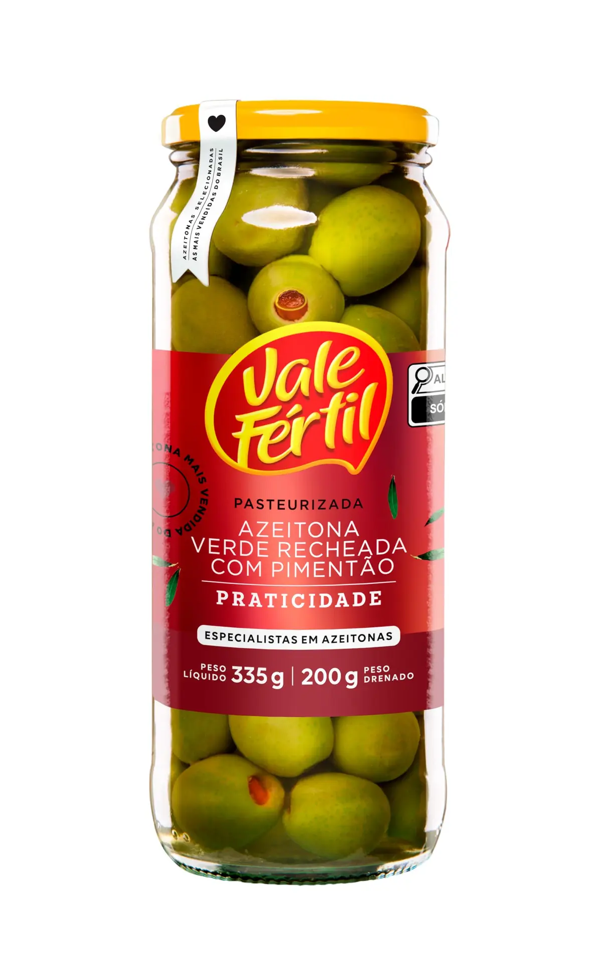 Azeitona Verde em Conserva Recheio Pimentão Vale Fértil Vidro 200g