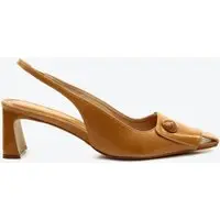 Slingback Couro Marrom Salto Baixo Cecconello 2901001-8 - 1