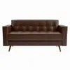 sofá 2 lugares vitrola revestimento sintético café 175 cm - Marrom - 1