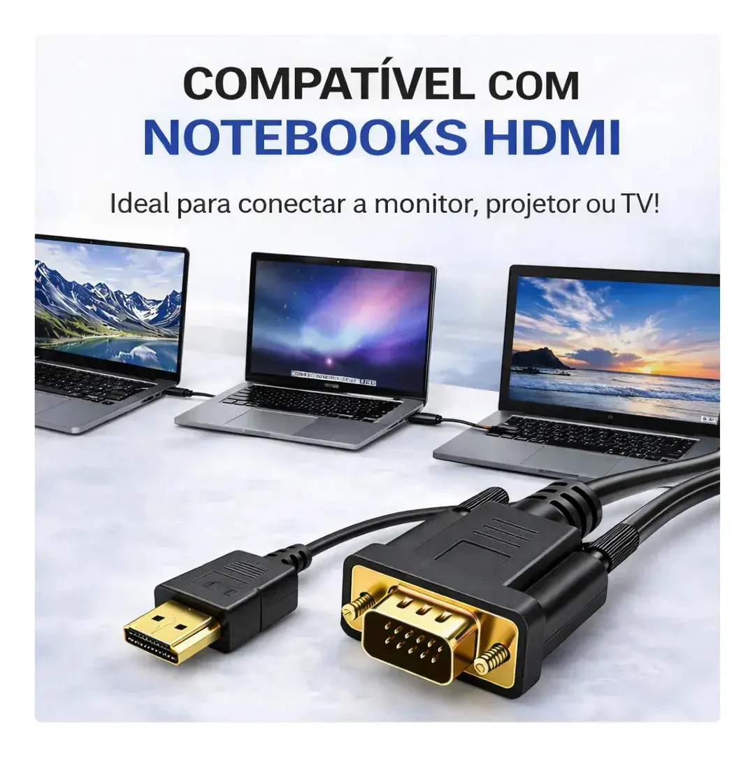 Cabo Conversor Hdmi Macho X Vga Macho 1.8 Metros Ezsias Armarinhos thumbnail 6