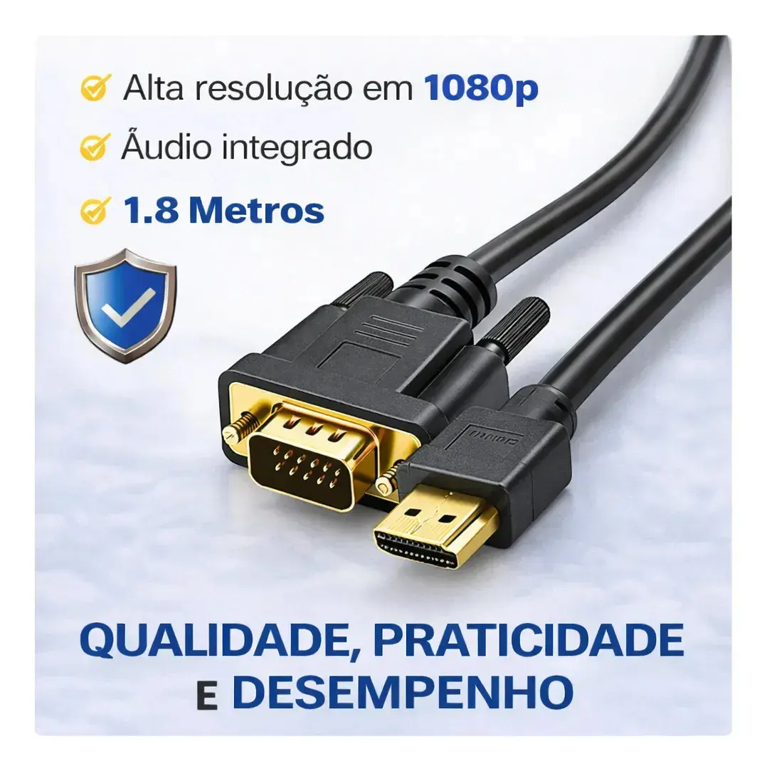 Cabo Conversor Hdmi Macho X Vga Macho 1.8 Metros Ezsias Armarinhos thumbnail 7