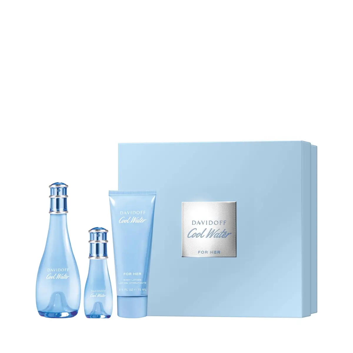 Davidoff Cool Water Woman EDT 100 ML + Body Lotion 75 ML + EDT 15 ML