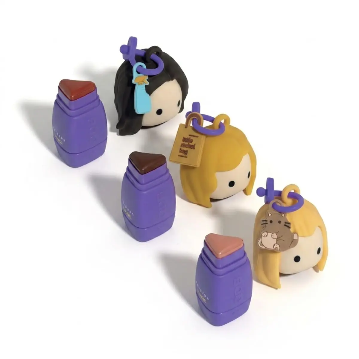 Combo Friends Berêstick 3 em 1: Vermelho Mônica 4g + Bordô Rachel 4g + Rosa Pêssego Phoebe 4g