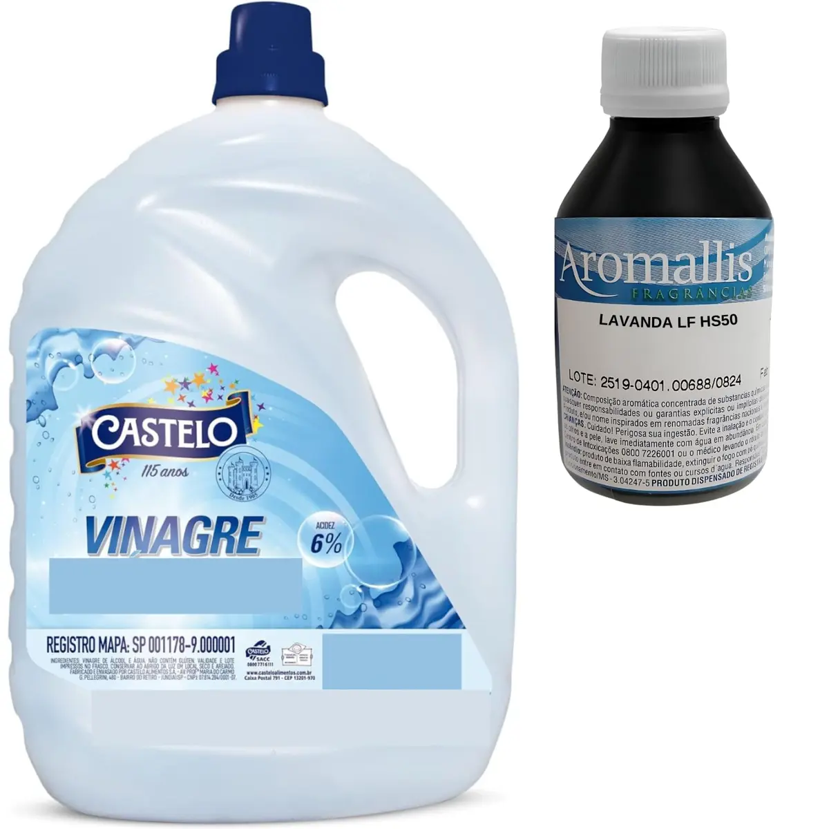 Kit Vinagre 5L para Lavar Roupas + Essência Hidrossolúvel 100ml – Amacia e Perfuma as Roupas (Lavanda)