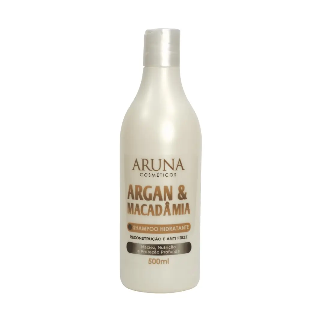 Shampoo Hidratante Argan e Macadâmia 500ml Aruna Cosméticos – Reconstrução, Hidratação e Anti-frizz