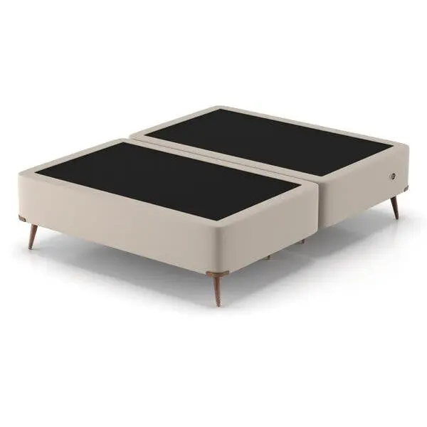 Base Box Queen 158x198x45cm Com Porta Usb Dupla Yescasa Bege