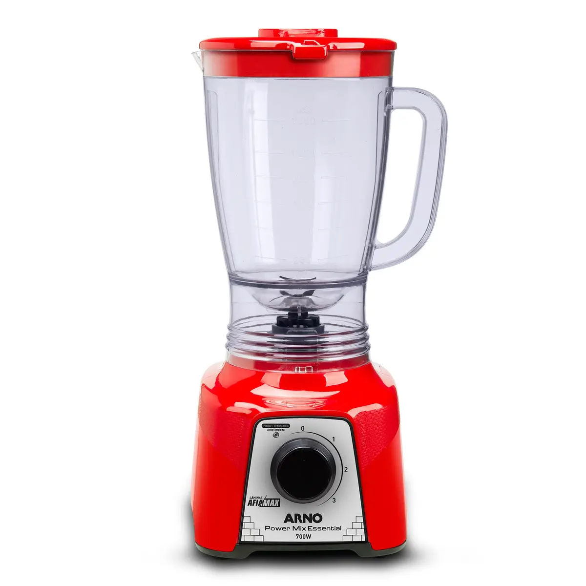 Liquidificador Arno Power Mix 700W LQ18, Vermelho, Jarra de 2,4L, 4 Lâminas AFIAMAX 18% Mais Afiadas, 3 Velocidades, Alta Durabilidade e Desempenho Superior, 220V - 1