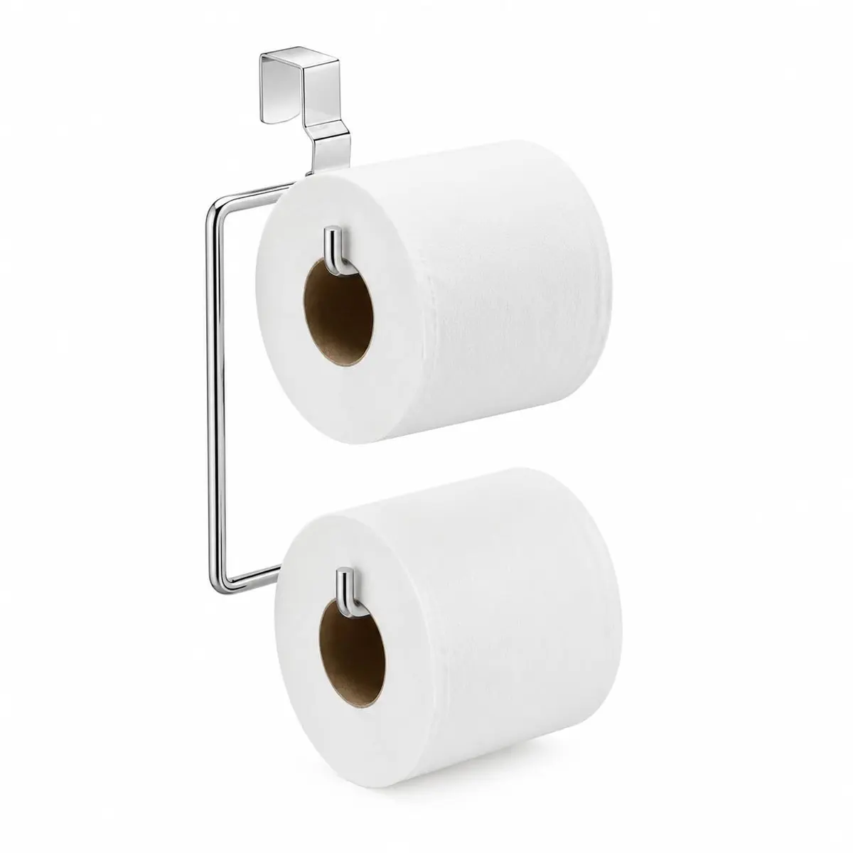 Suporte Porta Papel Higiênico Duplo Cromado para Caixa Acoplada Banheiro | Metal resistente compacto fácil de limpar e mantém rolos sempre à mão