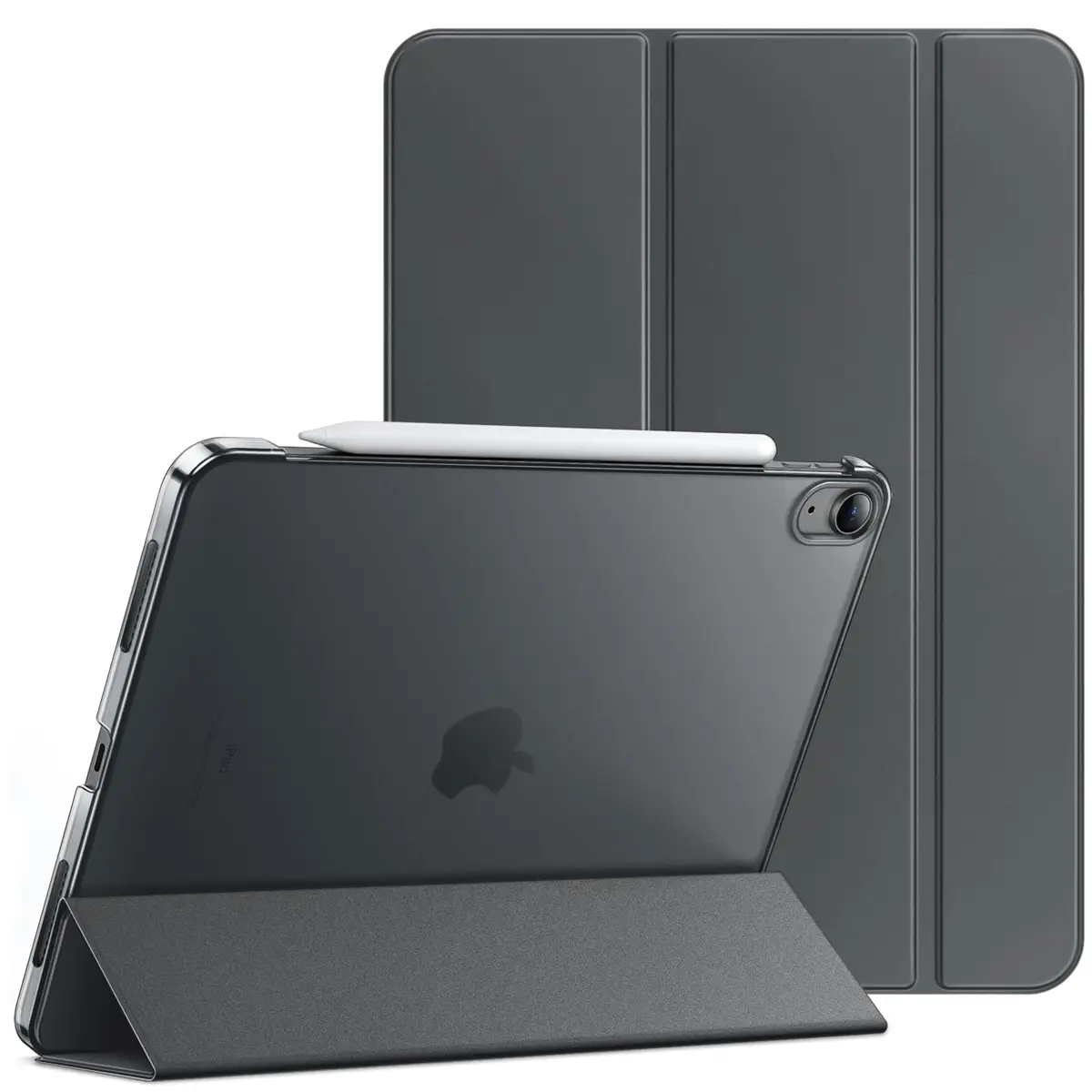 JETech Capa Protetora para iPad Air 11" M4/M3/M2 & Air Air 5/4 10,9", Cinza | Para iPad Air 11" (2026-2024) & 10,9" (2022/2020), Traseira Translúcida Fina, Suporte de Três Dobras