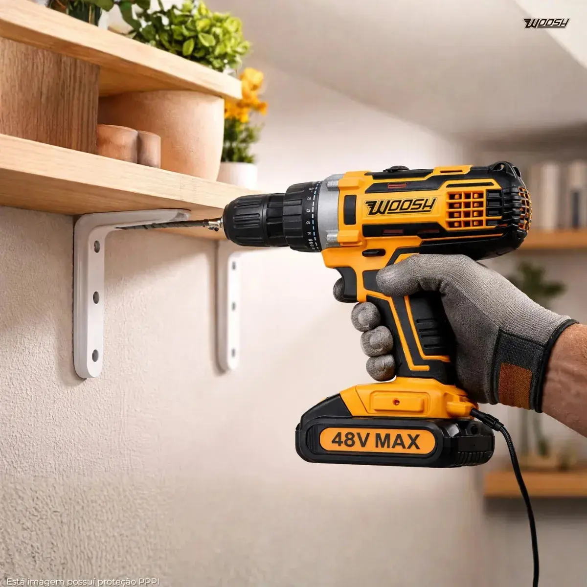 Parafusadeira Furadeira Impacto Sem Fio 2 Baterias Recarregável 48v Bivolt Velocidade Ajustavel Com Travas Mandril Resistente thumbnail 7