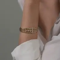 Infantil - Pulseira Mini Corações com Cristais em Corações Semijoia Banhado a Ouro 18K Ania Store - 1