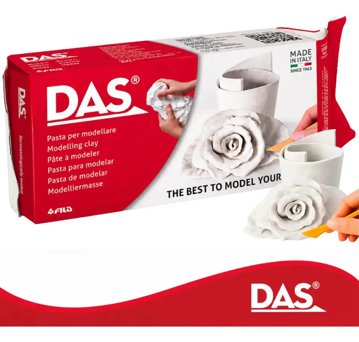 Massa De Modelar E Escultura De Cerâmica Fria 500g - Das Cor Branco - 1