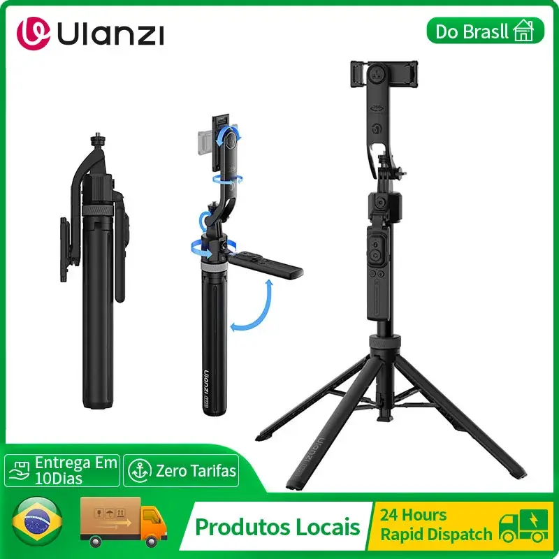  Ulanzi TT23 Tripé de bastão de selfie com rastreamento automático para câmera de smartphone para Gopro com Bluetooth para viagens