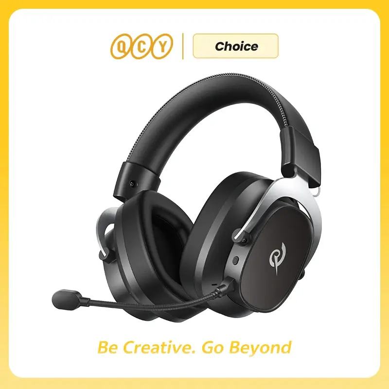 QCY Headset Gamer Sem Fio Heroad VT200 com Microfone Removível, Fone Over-Ear, Conexão Tri-Mode, Som Surround 7.1 para PC, PS4 e PS5