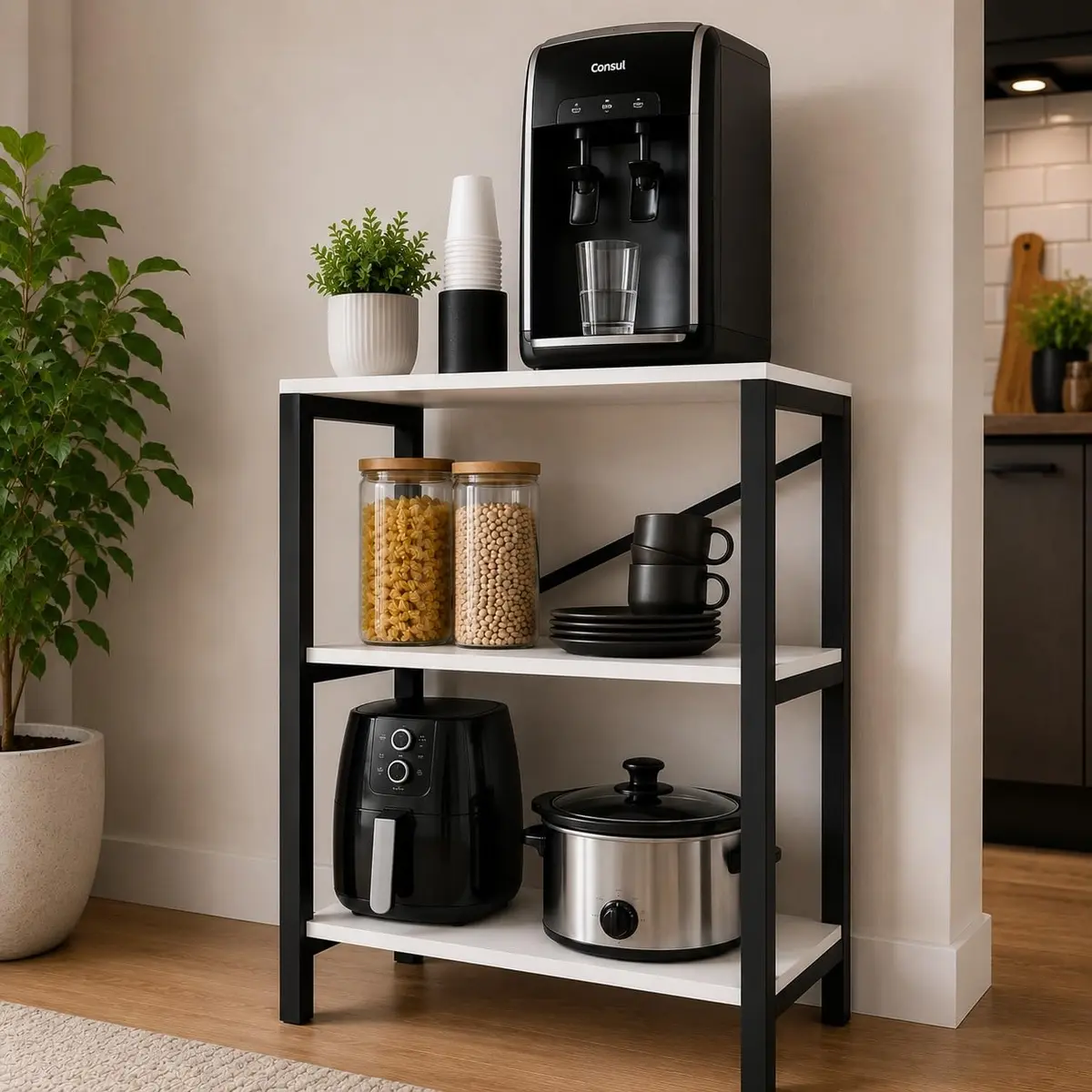 Estante de Cozinha 3 Prateleiras para Micro-ondas e Eletrodomésticos