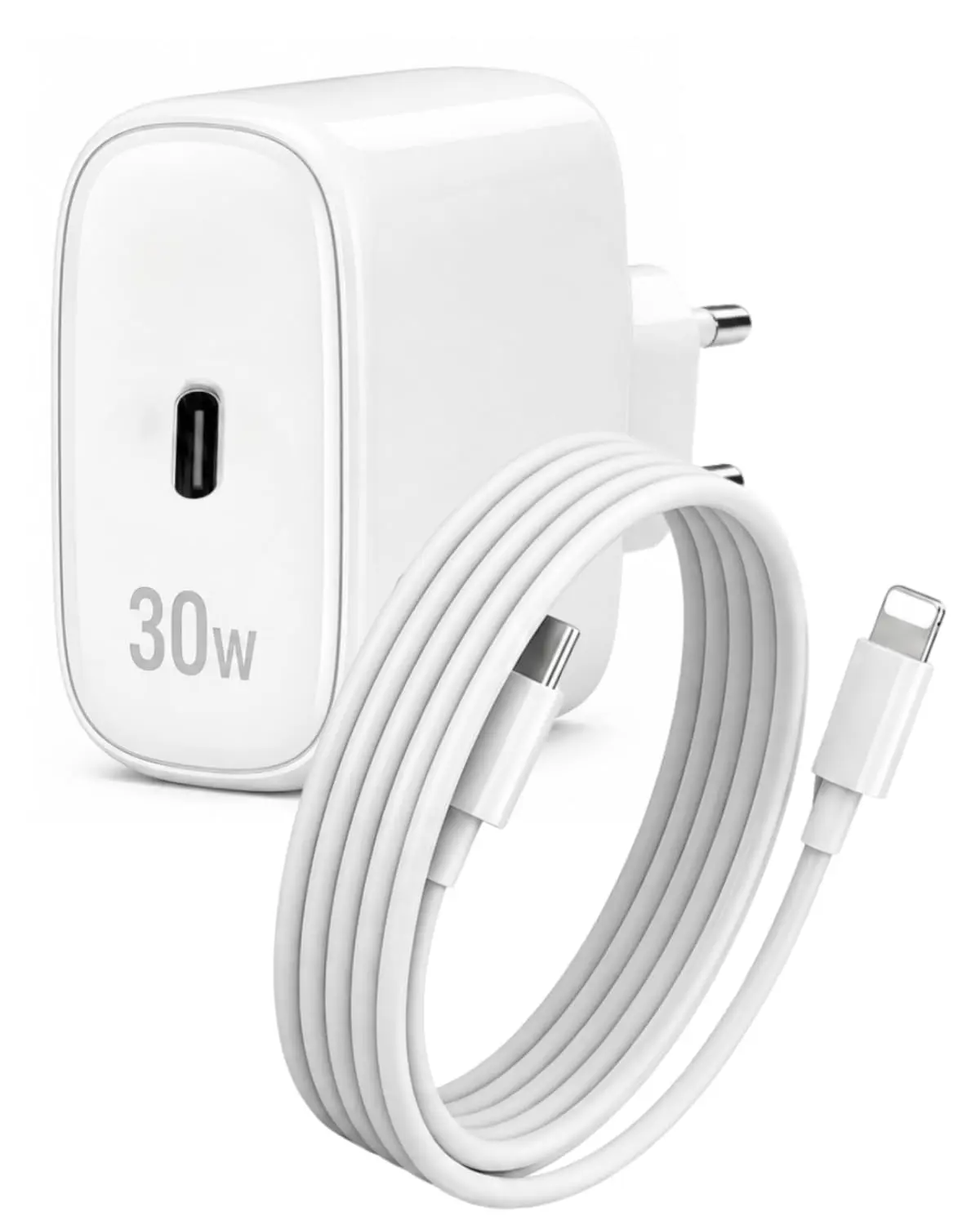 Carregador 30W com Cabo Compatível i.Phone, Ultra Rapido, Fonte USB-C