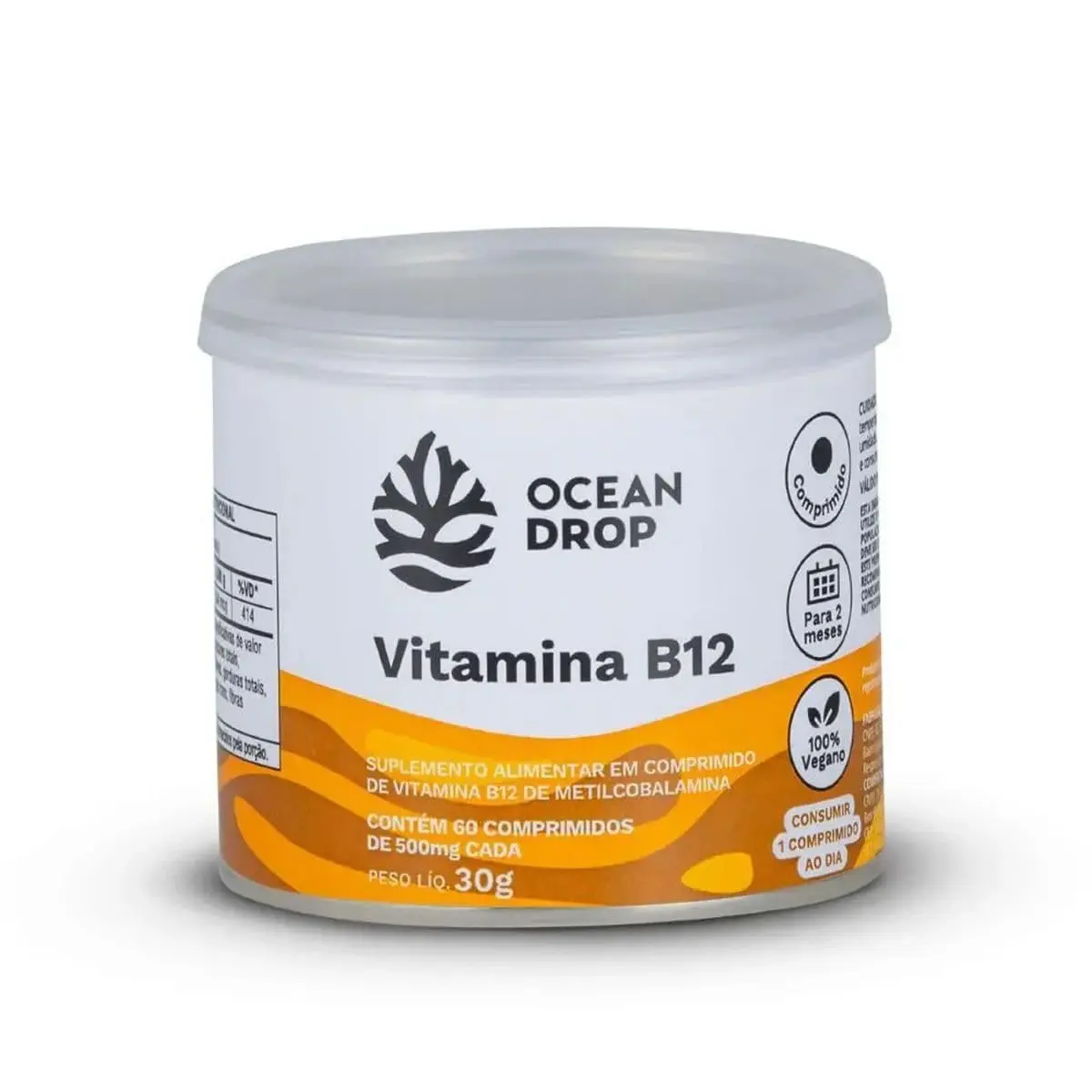 Vitamina B12 em Comprimidos Ocean Drop, 500mg, 60 Comprimidos