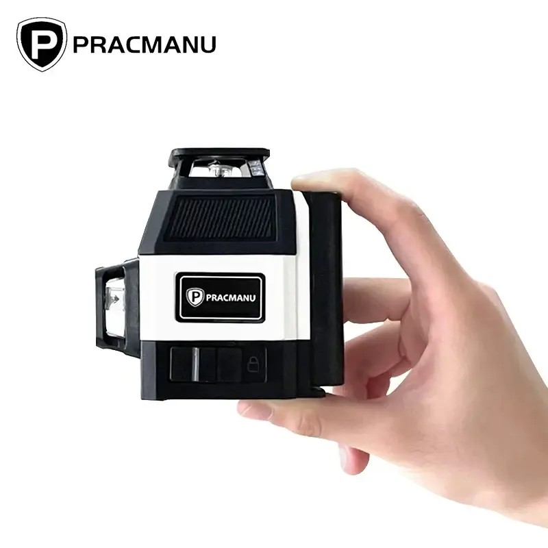 Pracmanu Mini Nível Laser 12 Linhas Nível 3D Autonivelante 360 ° Linhas de feixe de laser verde cruzado horizontal e vertical